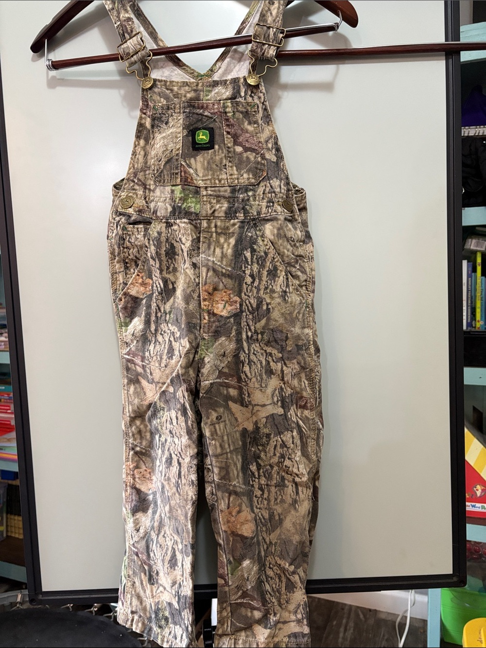 Size 5 John Deere Camo Kids Overalls in Brown and Green
